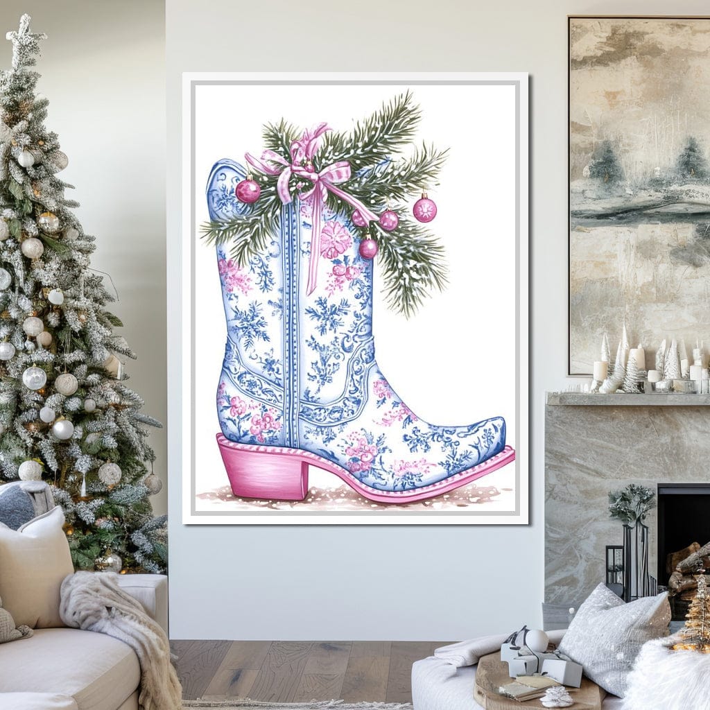 Holiday Cowboy Boot Bouquet Canvas Wall Art