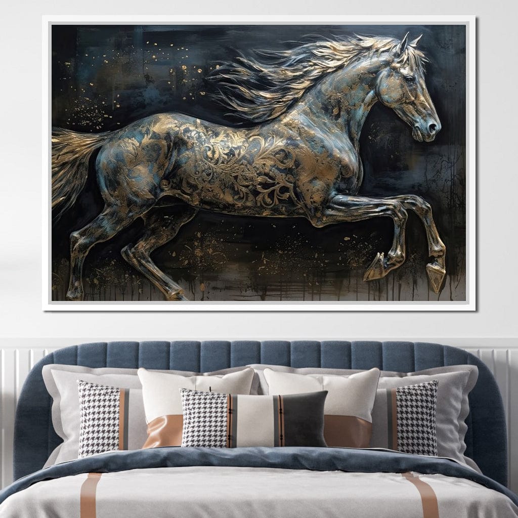 Gilded Grey Horse Canvas Wall Art
