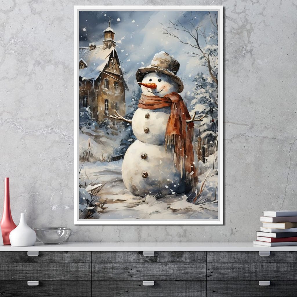 Christmas Snowman Canvas Wall Art
