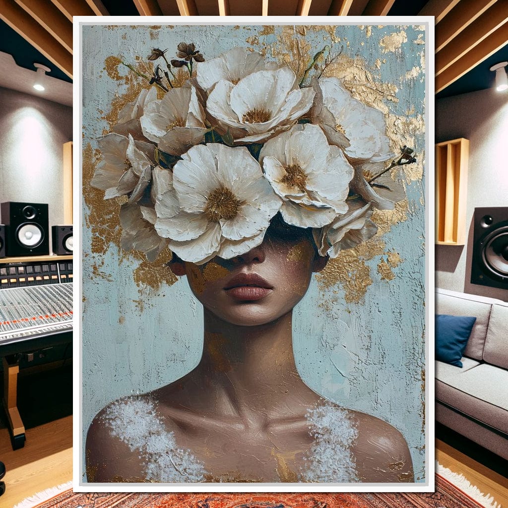 Golden Petal Silhouette Canvas Wall Art