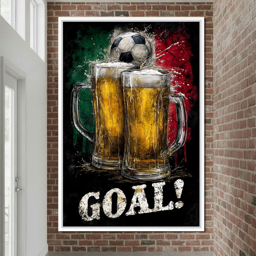 Italian Football Beer Goal Canvas Wall Art