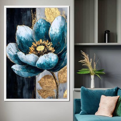 Radiant Petals Golden Harmony Canvas Wall Art