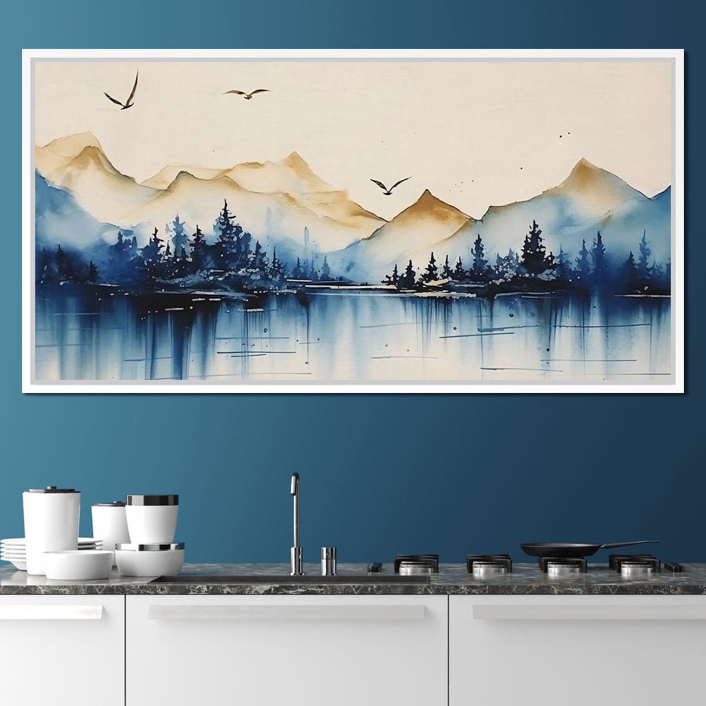 Calm Mountain Lake Sunrise Canvas Wall Art