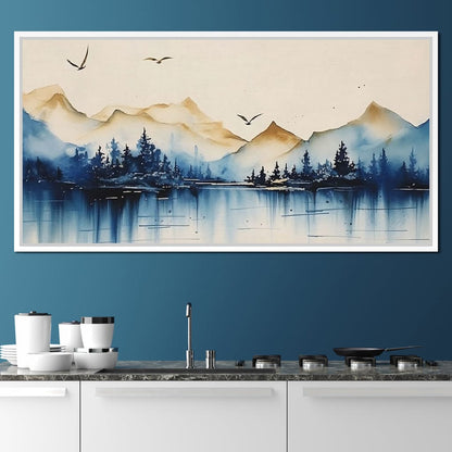Calm Mountain Lake Sunrise Canvas Wall Art