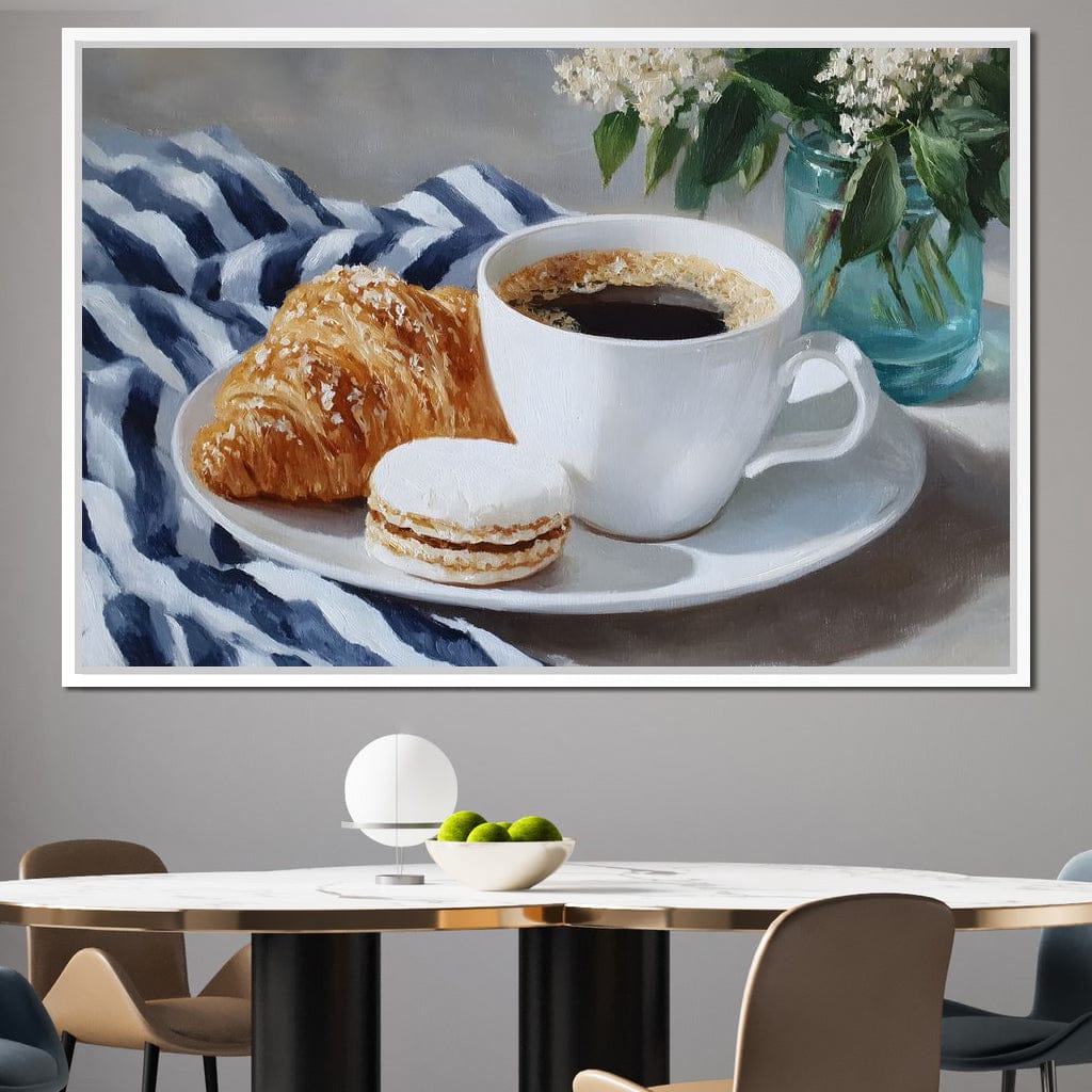 Morning Coffee Pastry & Macaron Canvas Wall Art