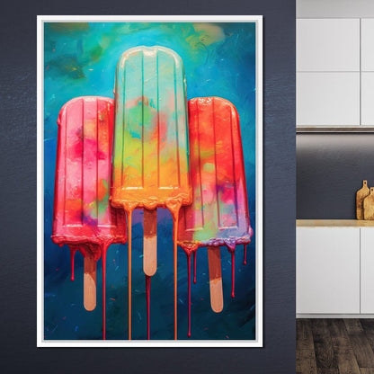 Rainbow Popsicles Glow Canvas Wall Art