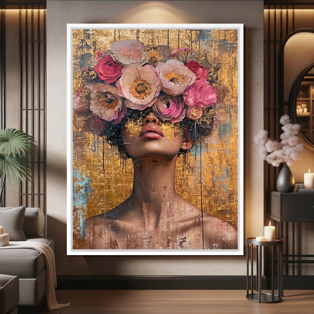 Golden Petals Hair Canvas Wall Art