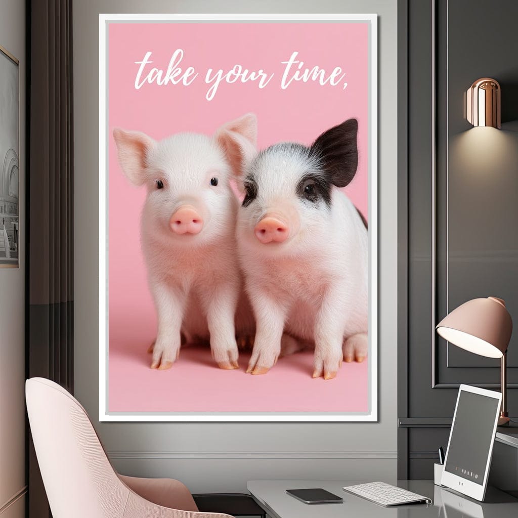 Take Your Time Piglet Pals Canvas Wall Art
