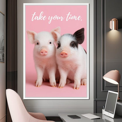 Take Your Time Piglet Pals Canvas Wall Art