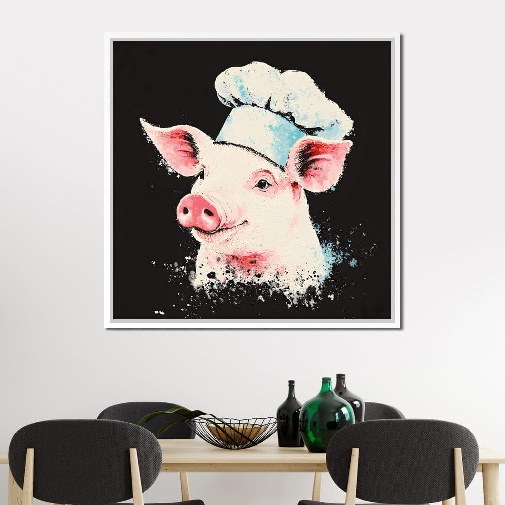 Cheerful Chef Piglet Canvas Wall Art