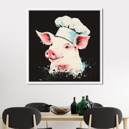 Cheerful Chef Piglet Canvas Wall Art