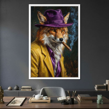 Gentleman Fox Smoking Cigar Canvas Wall Art