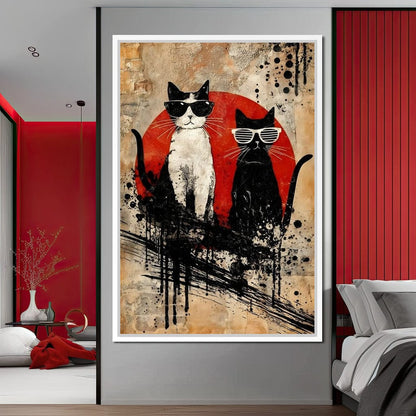 Streetwise Cats With Shades Canvas Wall Art