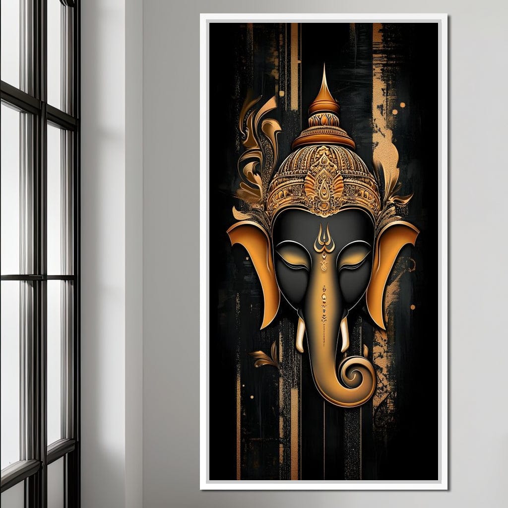 Golden Divine Ganesha Aura Canvas Wall Art