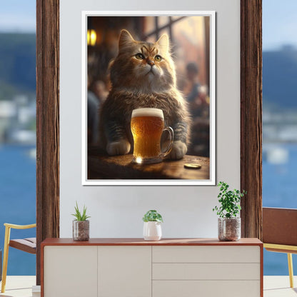 Cat Beer Canvas Wall Art