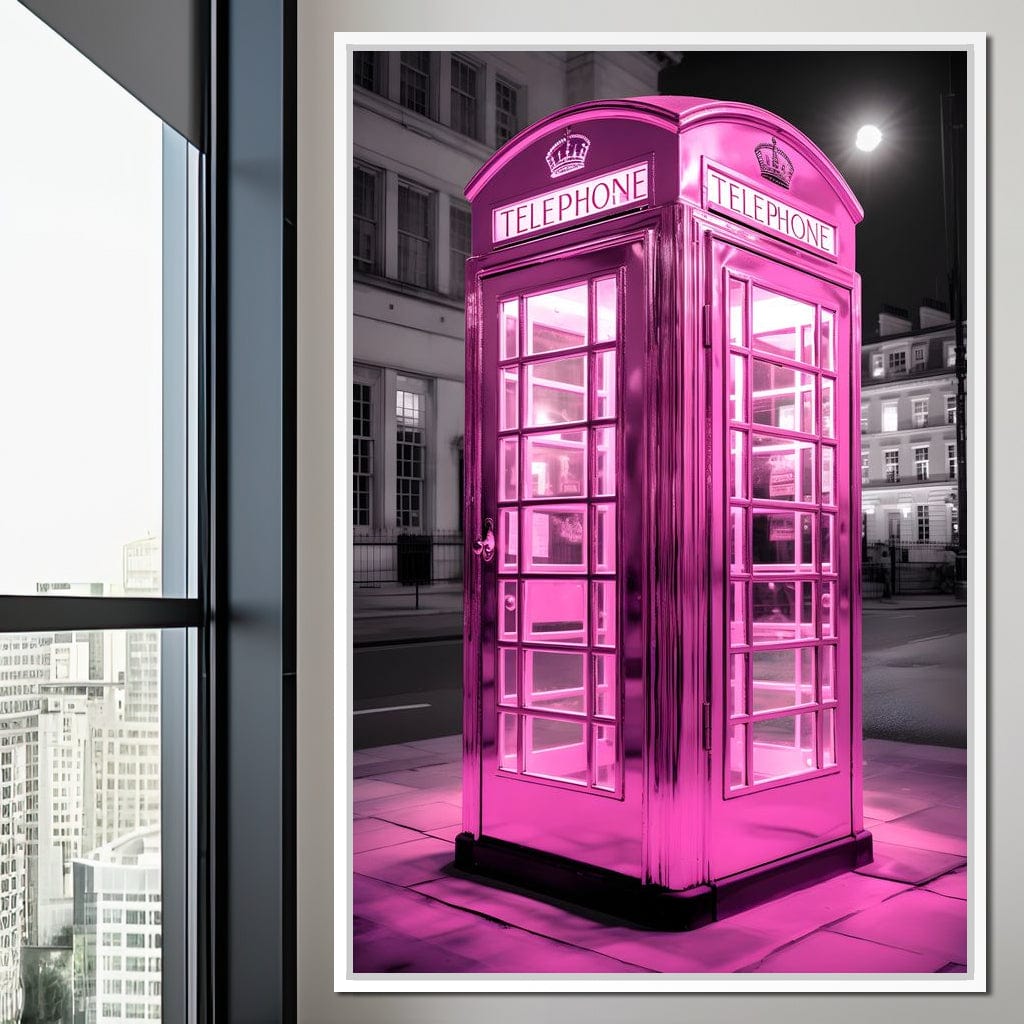 Pink Telephone Booth Canvas Wall Art
