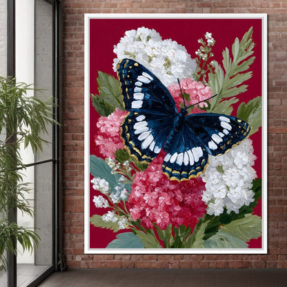 Midnight Butterfly Garden Bouquet Canvas Wall Art