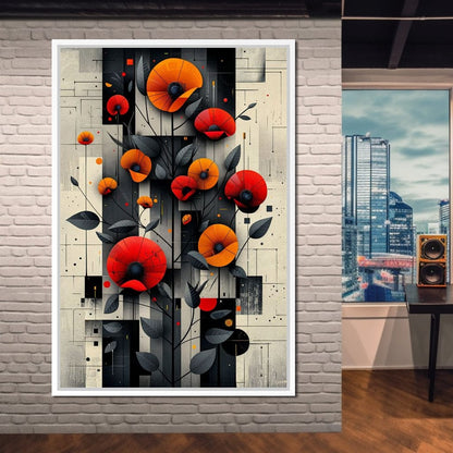 Spectral Monochrome Blooms Canvas Wall Art