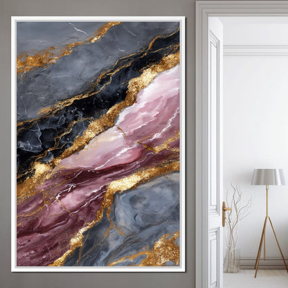 Gilded Marble Rose Current Canvas Wall Art