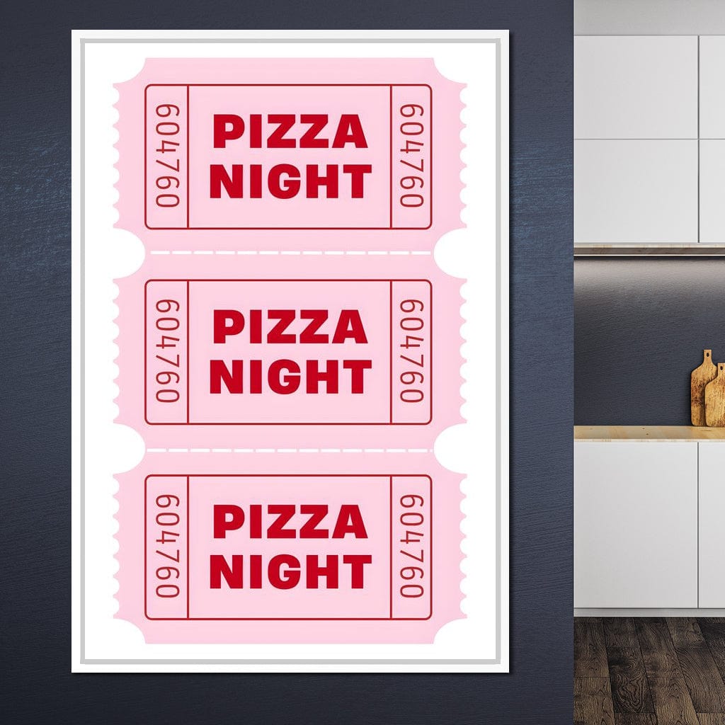 Retro Pizza Night Raffle Tickets Canvas Wall Art