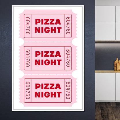 Retro Pizza Night Raffle Tickets Canvas Wall Art