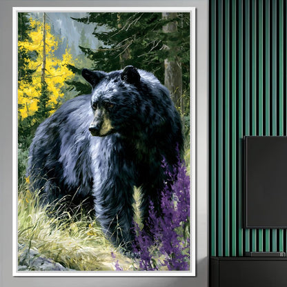 Solitary Forest Black Bear Rises Canvas Wall Art