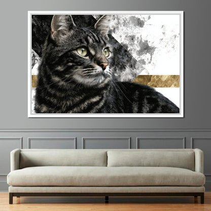 Golden Band Tabby Cat Portrait Canvas Wall Art