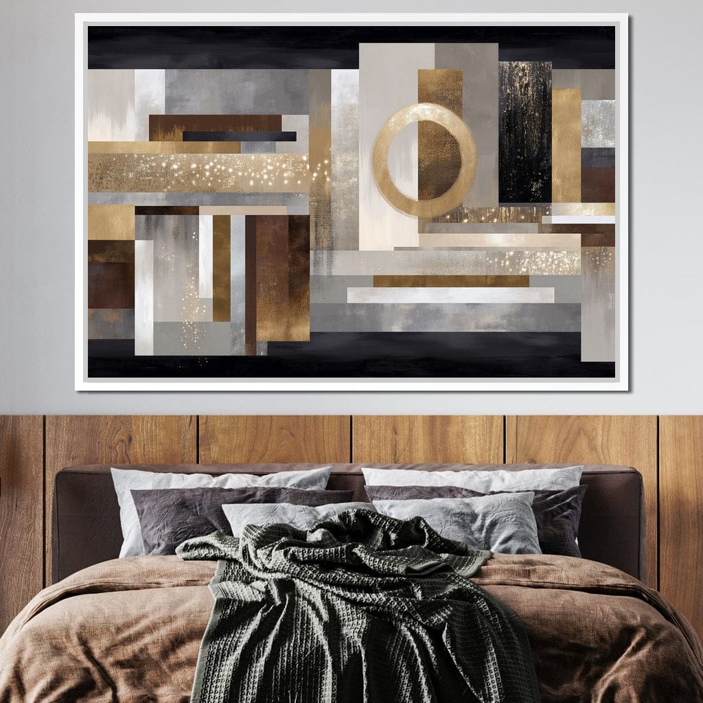 Gilded Geometry Nightfall Canvas Wall Art