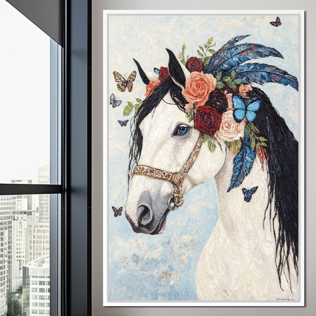 Majestic White Horse Harmony Canvas Wall Art