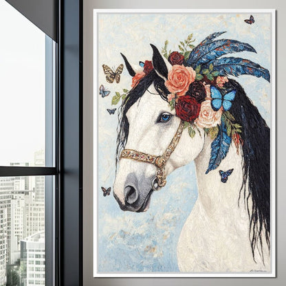 Majestic White Horse Harmony Canvas Wall Art