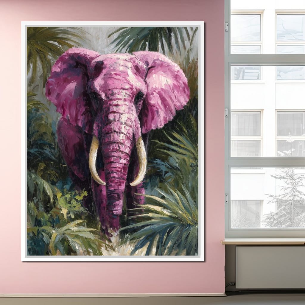 Magenta Elephant Jungle Glory Canvas Wall Art