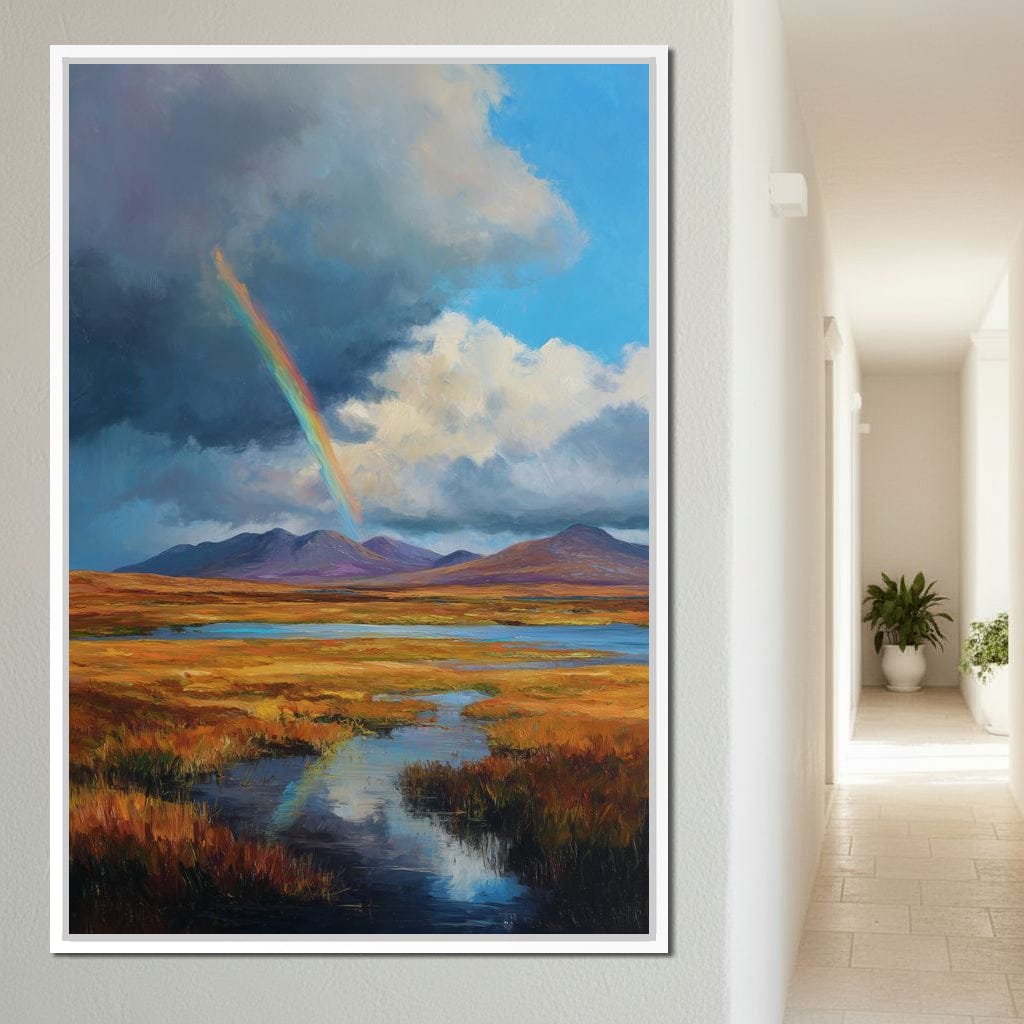 Rainbow Over Highland Moorland Canvas Wall Art