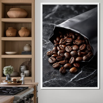 Dark Roast Coffee Bean Spill Canvas Wall Art