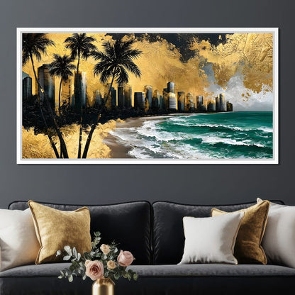 Miami Vibes in Gold Canvas Wall Art