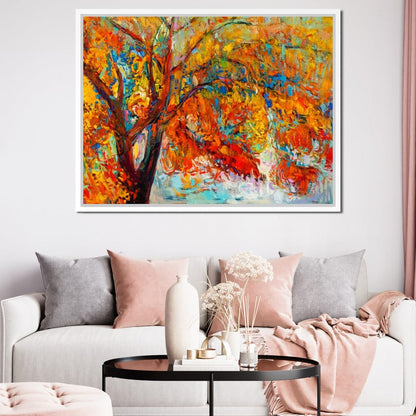 Red & Yellow Autumn Tree Canvas Wall Art