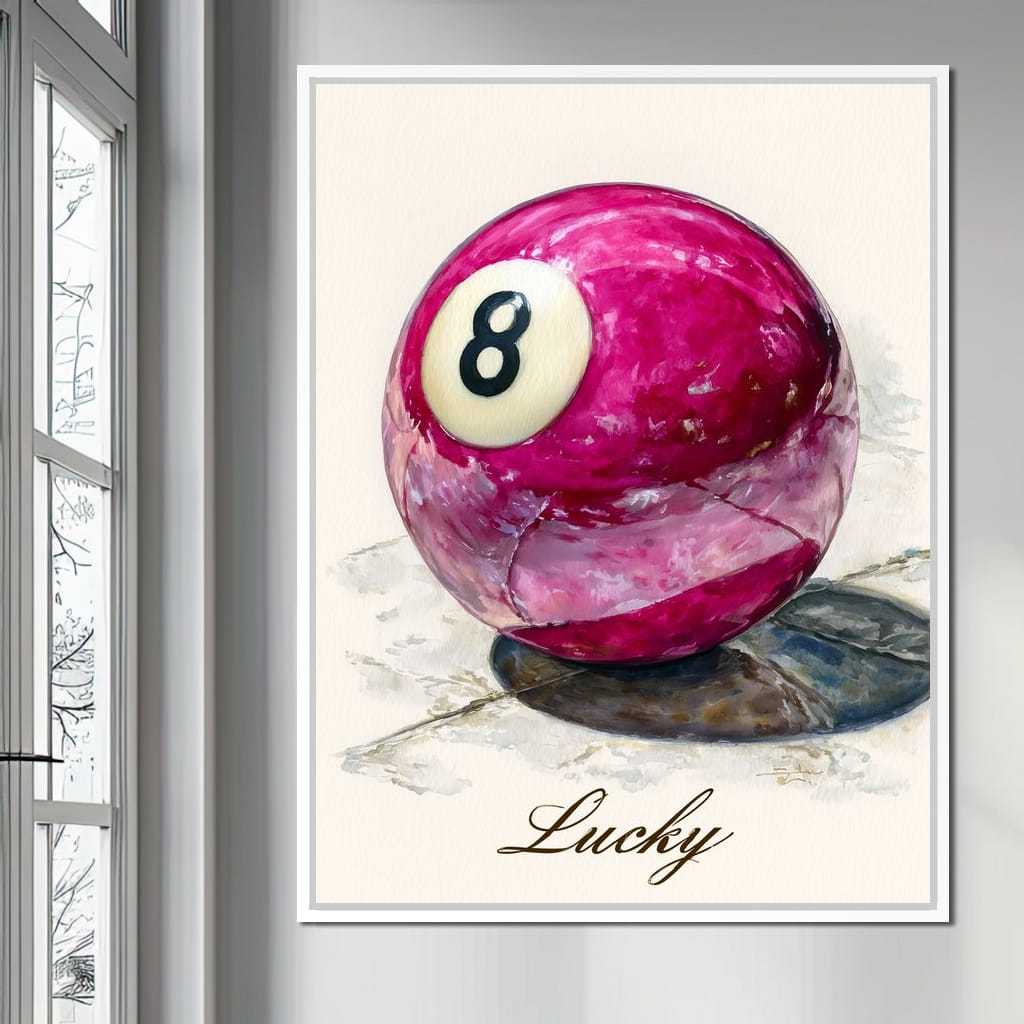 Lucky Eight Billiard Ball Canvas Wall Art