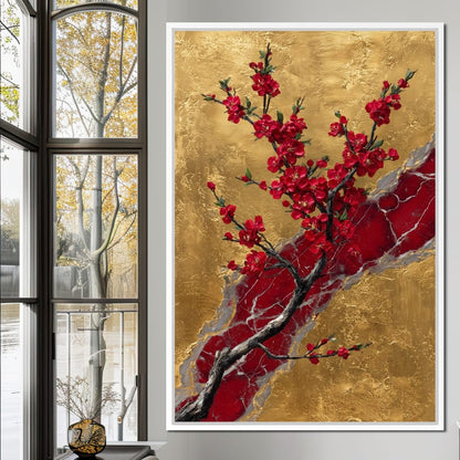 Golden Blossom Ascension Canvas Wall Art