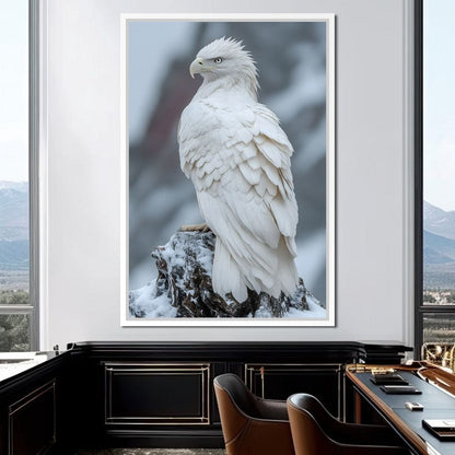 Majestic Winter Hawk Sentinel Canvas Wall Art
