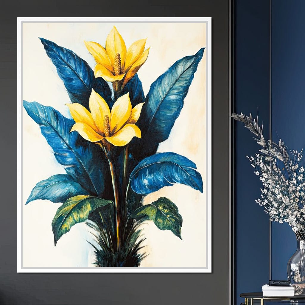 Golden Petals Tropical Elegance Canvas Wall Art
