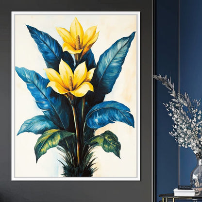 Golden Petals Tropical Elegance Canvas Wall Art