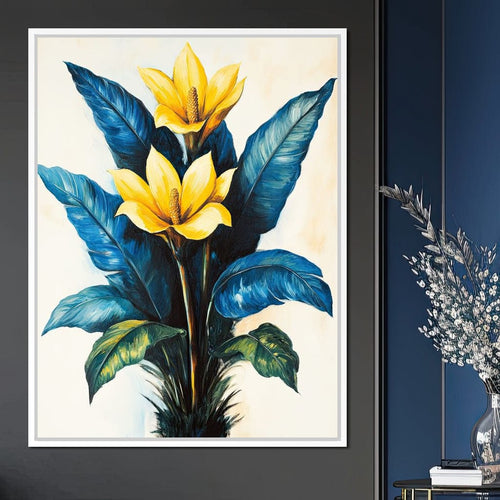 Golden Petals Tropical Elegance Canvas Wall Art