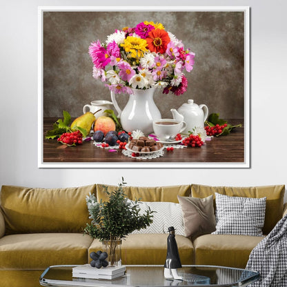 Flowers, Fruits, Chocolate & Coffee Canvas Wall Art