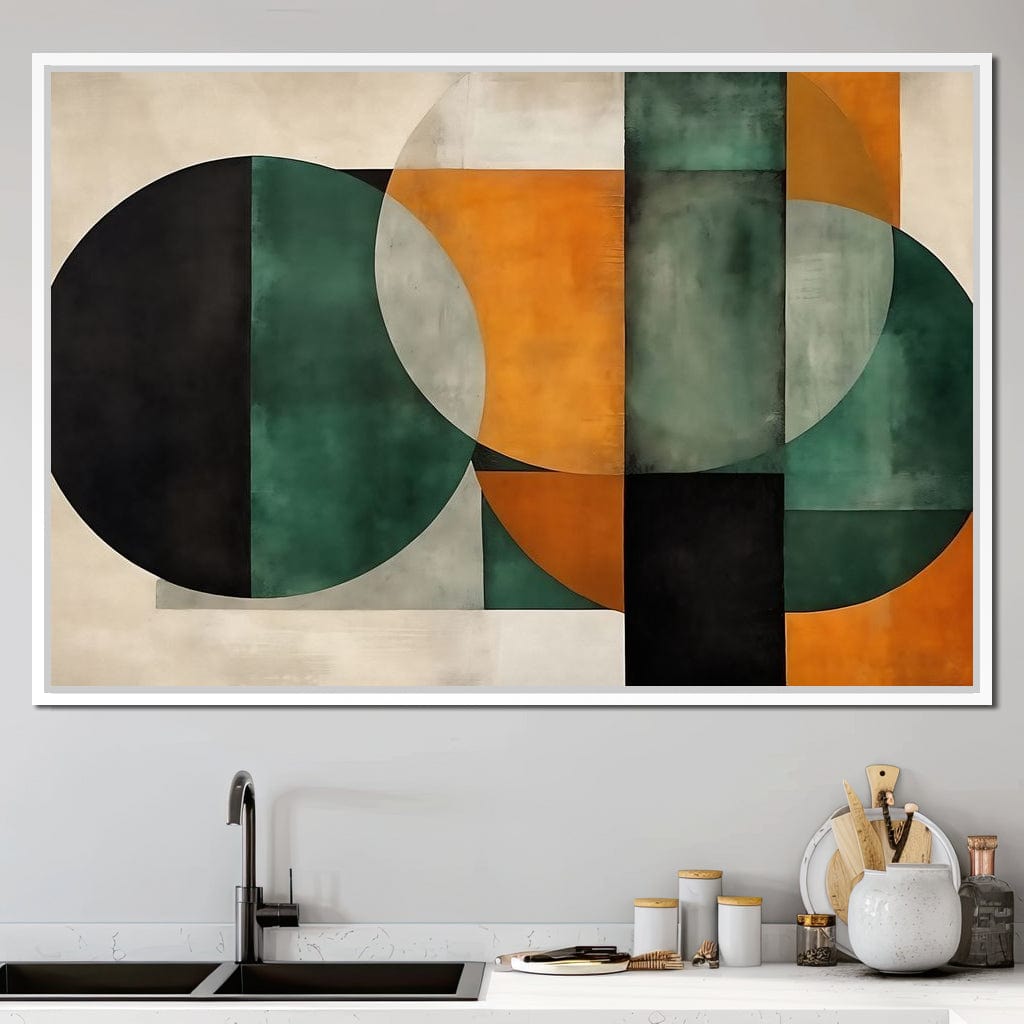 Geometric Ochre Jade Balance Canvas Wall Art