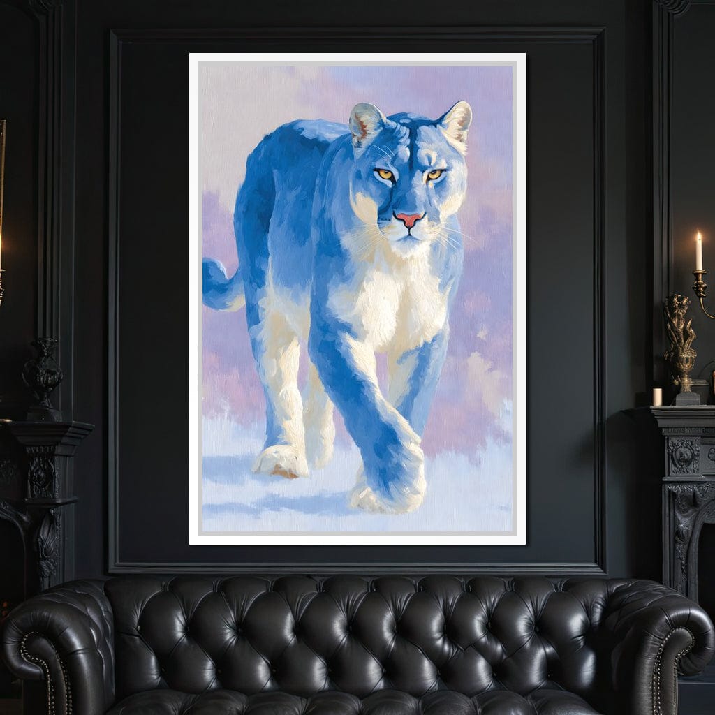 Silent Snow Puma Stroll Canvas Wall Art