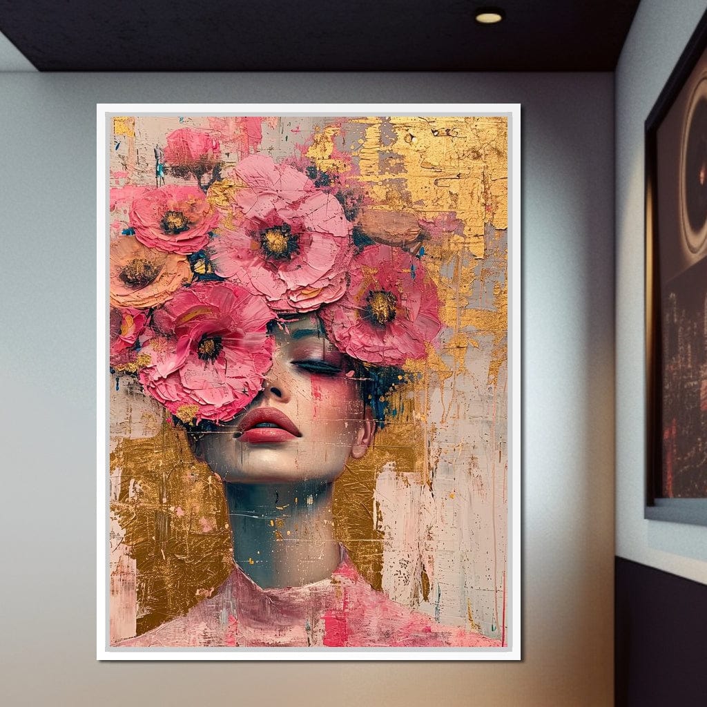 Bloomed Reverie in Gold Canvas Wall Art