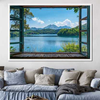 Serene Lakeside Retreat Canvas Wall Art