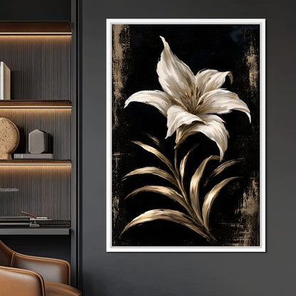Gilded Petals Upon Nightfall Canvas Wall Art
