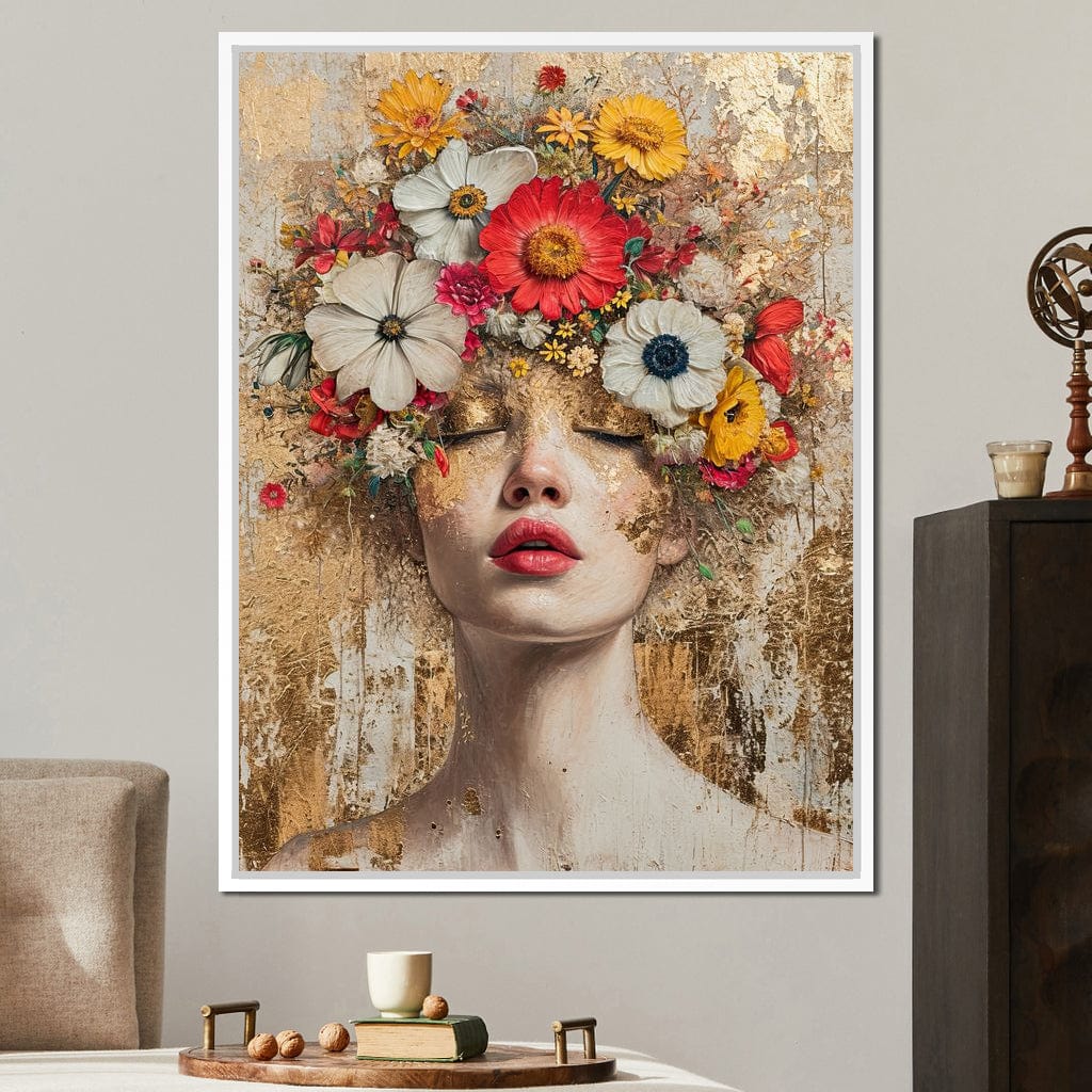Golden Petal Dreams Canvas Wall Art