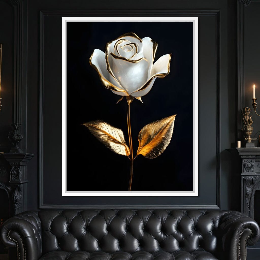 Golden Elegance Blossom Canvas Wall Art