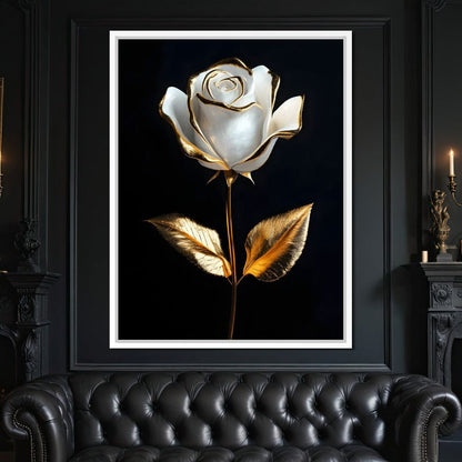 Golden Elegance Blossom Canvas Wall Art